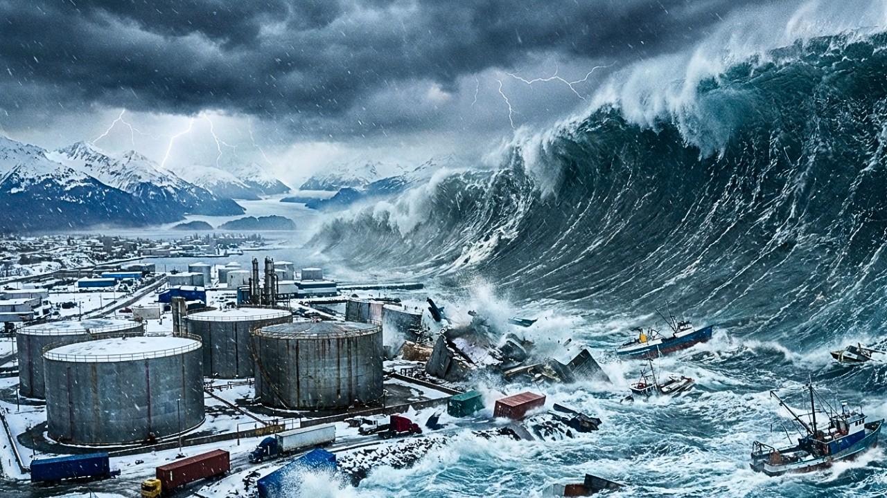 MEGA TSUNAMI HITS VALDEZ The Largest Waves in Alaska's History (AI Simulation)