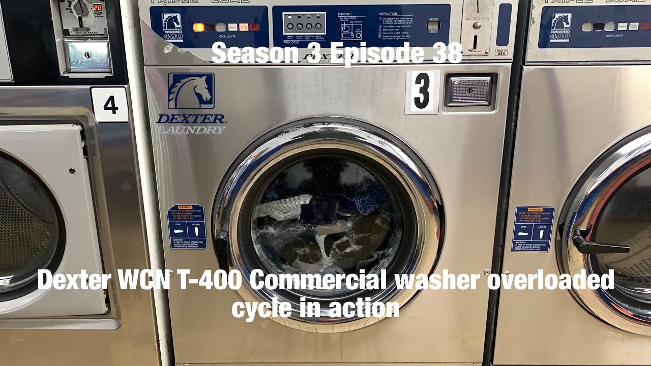 Laundromat day S3 Episode 38 Dexter WCN T400 washer (overloaded) cycle action.