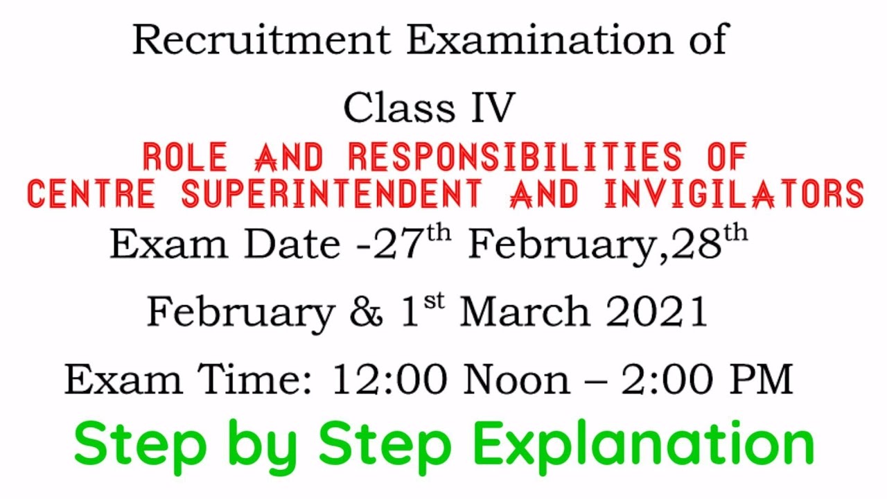 Role and Responsibilities of Centre Superintendent and invigilators in JKSSB Class IV written exam