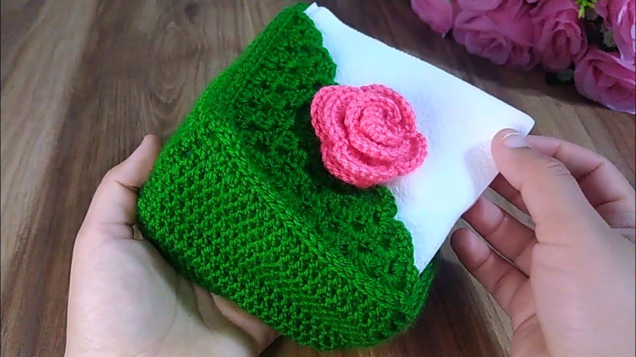 Easy Crochet Napkin Holder tutorial 🌸 Adorable DIY Crochet Idea for Beginners #crochet 