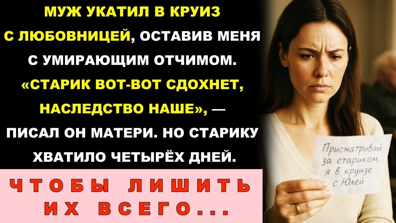 Муж Сбежал На Круиз С Любовницей, Оставив Записку И Умирающего Отчима, Но Он Не Знал, Что Его Ждёт..