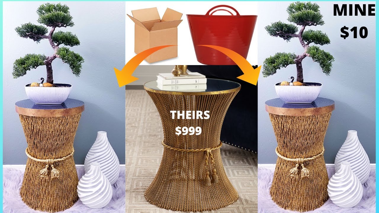 DIY Dollar Tree Side Table || How To Make An End Tables With Storage Baskets And Cardboard Cheap