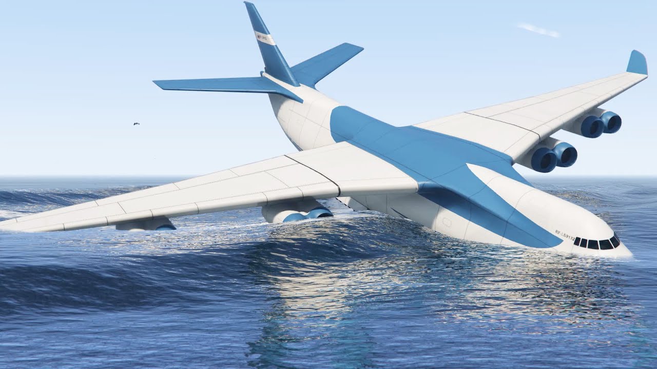 من أكبر الطيارات هبوط الى البحر في قراند 5 GTA 5 - one of the Biggest planes landed in sea in gta 5