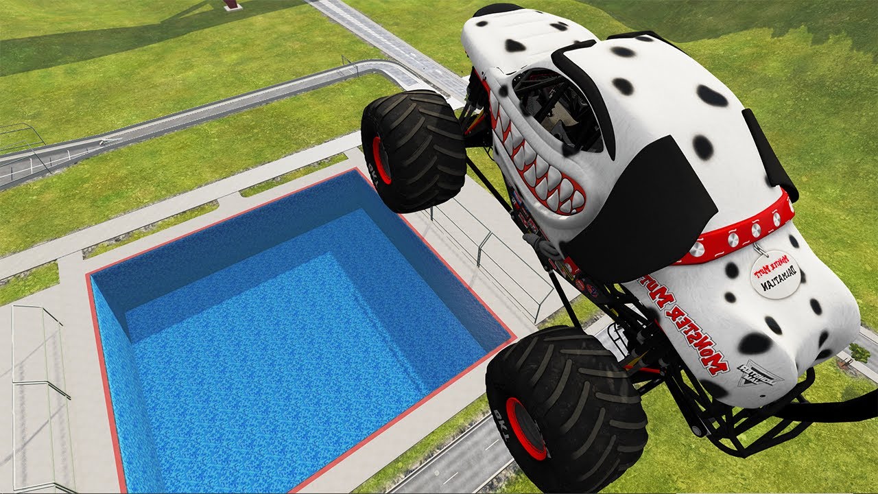 Monster Truck vs Giant Pit Car Crashes & Destruction #31 &ndash; BeamNG.Drive