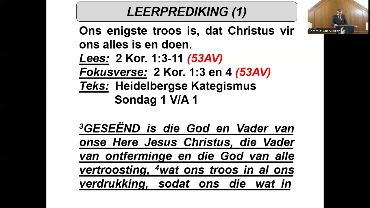 Erediens 15 Maart '26 Ons enigste troos