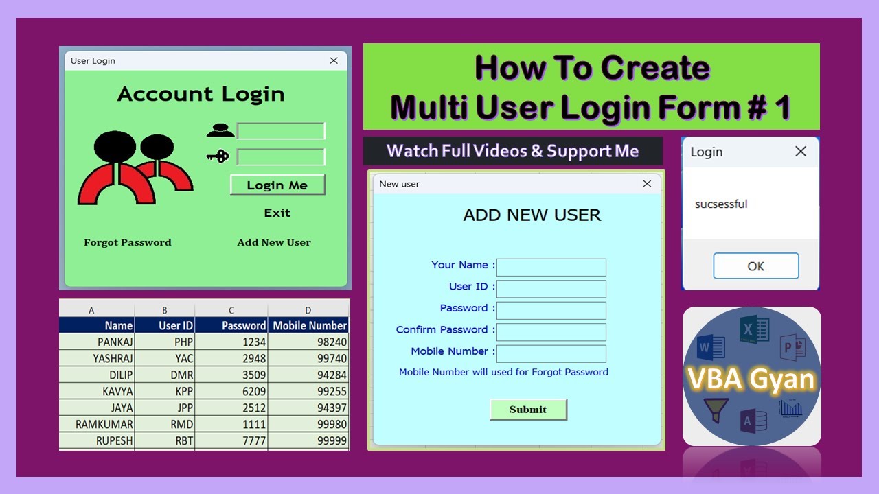 How To Create A MultiUser Login Form In Excel VBA || Part 1