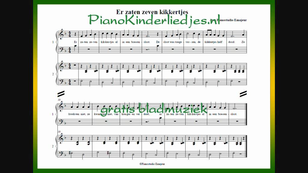 Er zaten zeven kikkertjes - piano vierhandig