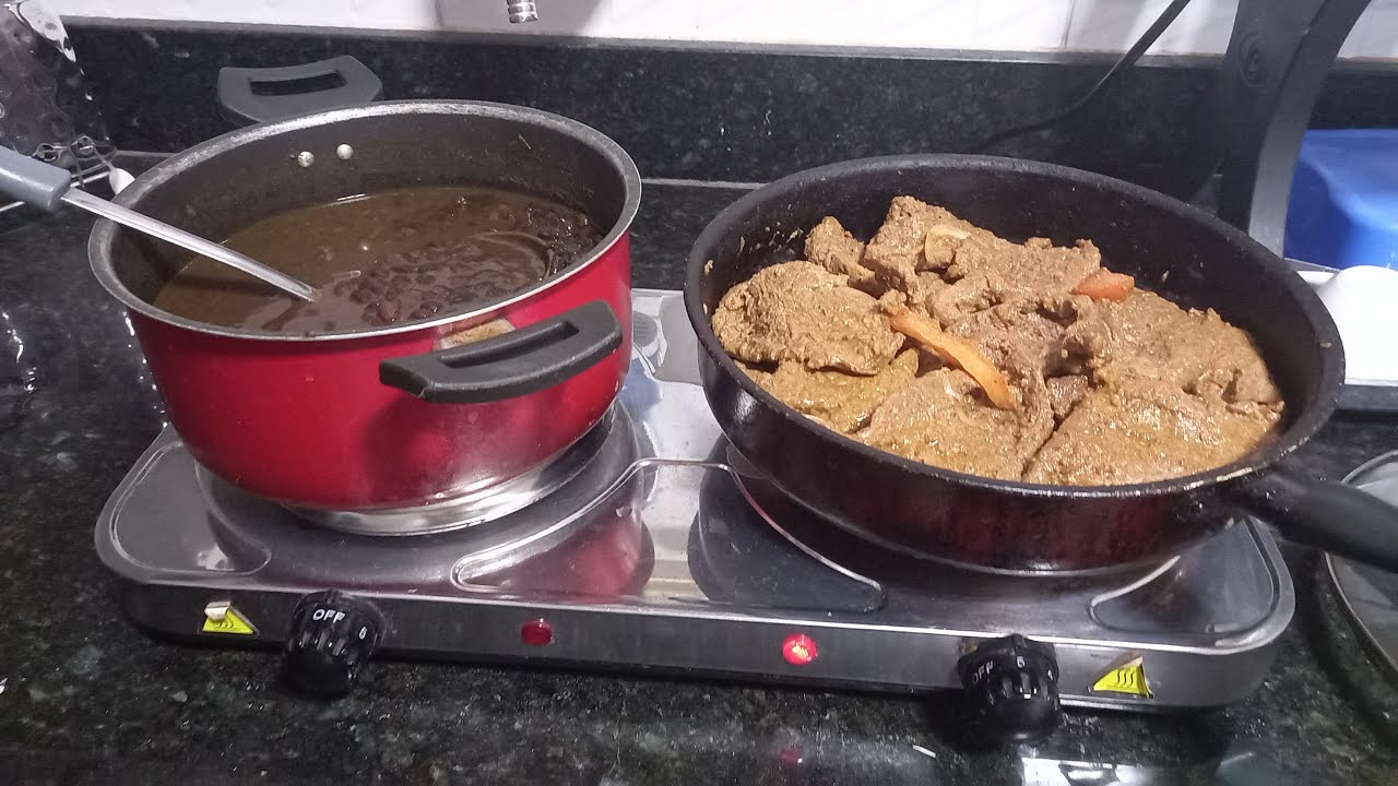 COZINHANDO BIFE E FEIJÃO NO FOGÃO AGRATTO