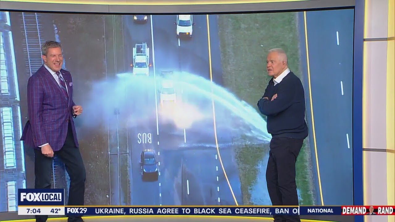News anchor has too much fun with water main break coverage