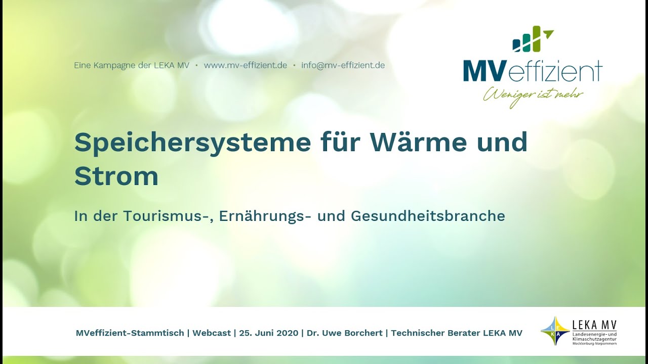 MVeffizient-Webcast zum Thema Speichersysteme W&auml;rme und Strom