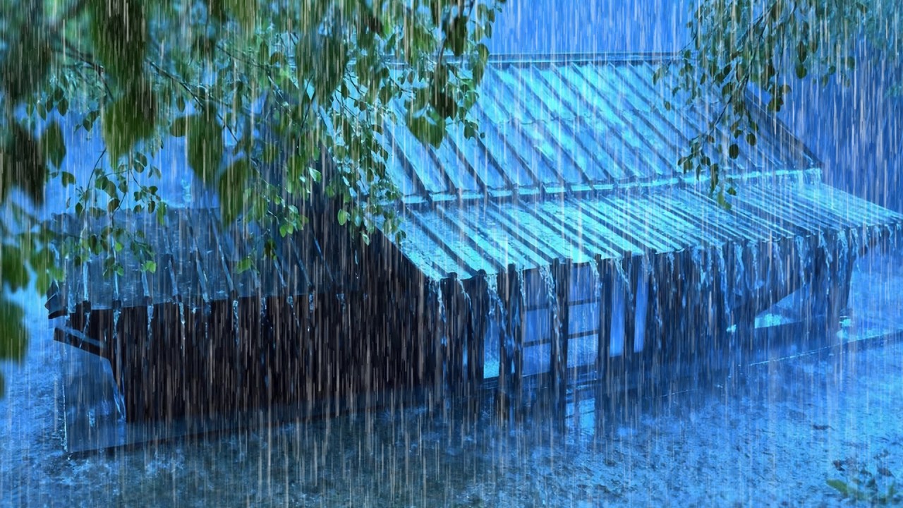 Fall Asleep in 3 Minutes 🌧️ Heavy Rain and Thunder on Tin Roof for Deep Sleep and Stress Relief