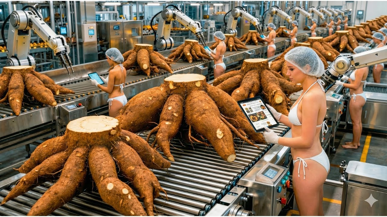 ✅ How Cassava Flour Is Mass Produced in China 🏭  Inside a Giant Factory Process