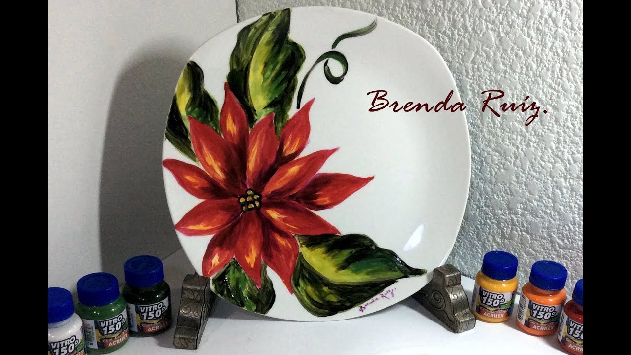 Plato con Nochebuena Vitro 150 Acrilex