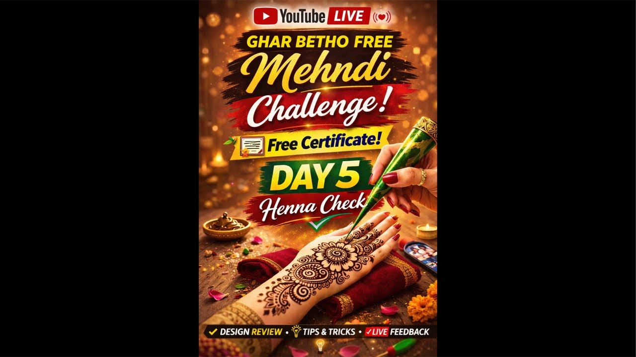 Day 5 Checks Live | Free Certificate |  Daily 11:00 AM #shortsfeed #mehndidesigns #art #livemehndi