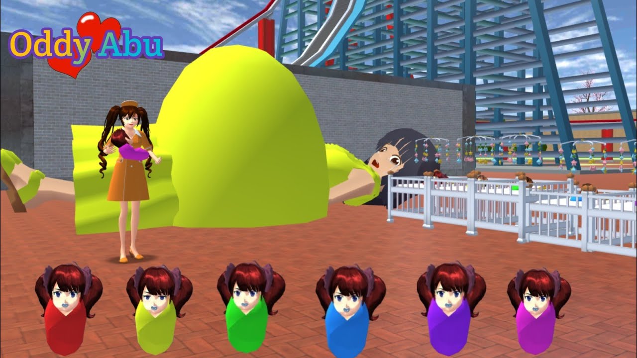 Mio Hamil Jadi Raksasa Melahirkan Banyak Bayi Di Amusement Park 🎡🎠🎢 Sakura School Simulator