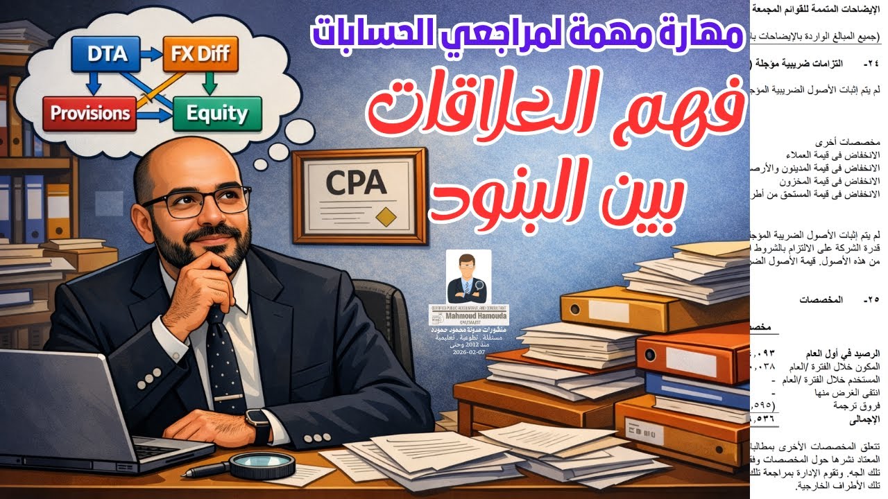 فهم العلاقات بين بنود القوائم المالية | الضريبة المؤجلة وفروق الترجمة والمخصصات