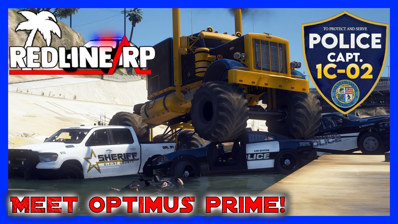 GTA 5 Roleplay - RedlineRP - Optimus Prime Destroying Cops ! #206