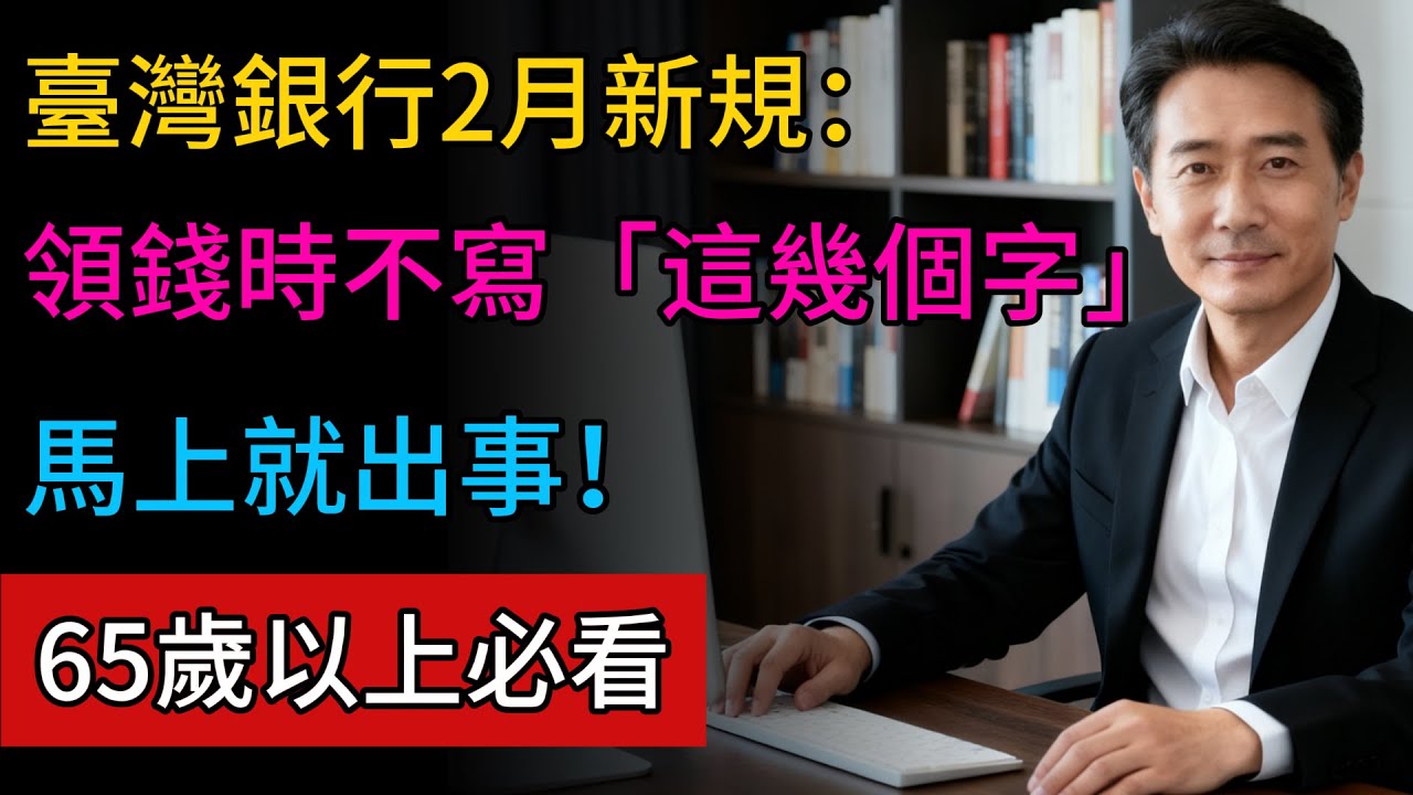 臺灣銀行2月新規定：領錢不寫「這幾個字」，馬上就出事！65歲以上必看保命指南！#銀行提款 #國稅局 #反洗錢 #健康之道 #蔡志霖