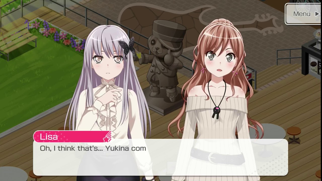 「BanG Dream! GIRLS BAND PARTY」Michelle statue Level 5 conversation : Yukina x Lisa