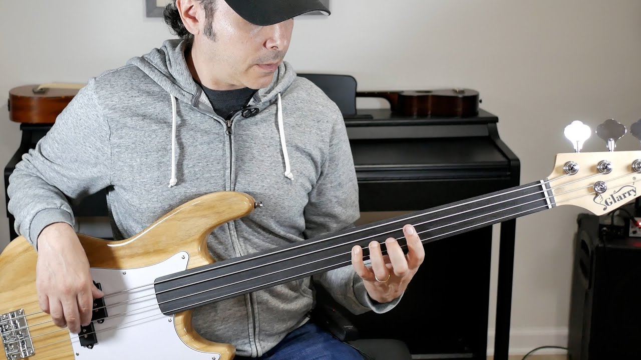 Fretless Bass for $100?  Glarry Fretless GP Bass Review.