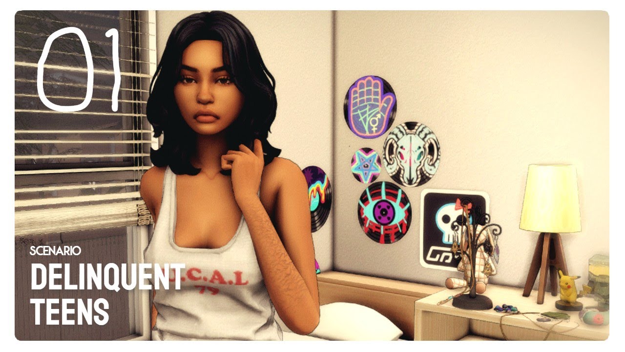 [ep O1] sneaking out getting caught! | delinquent teens scenario | sims 4