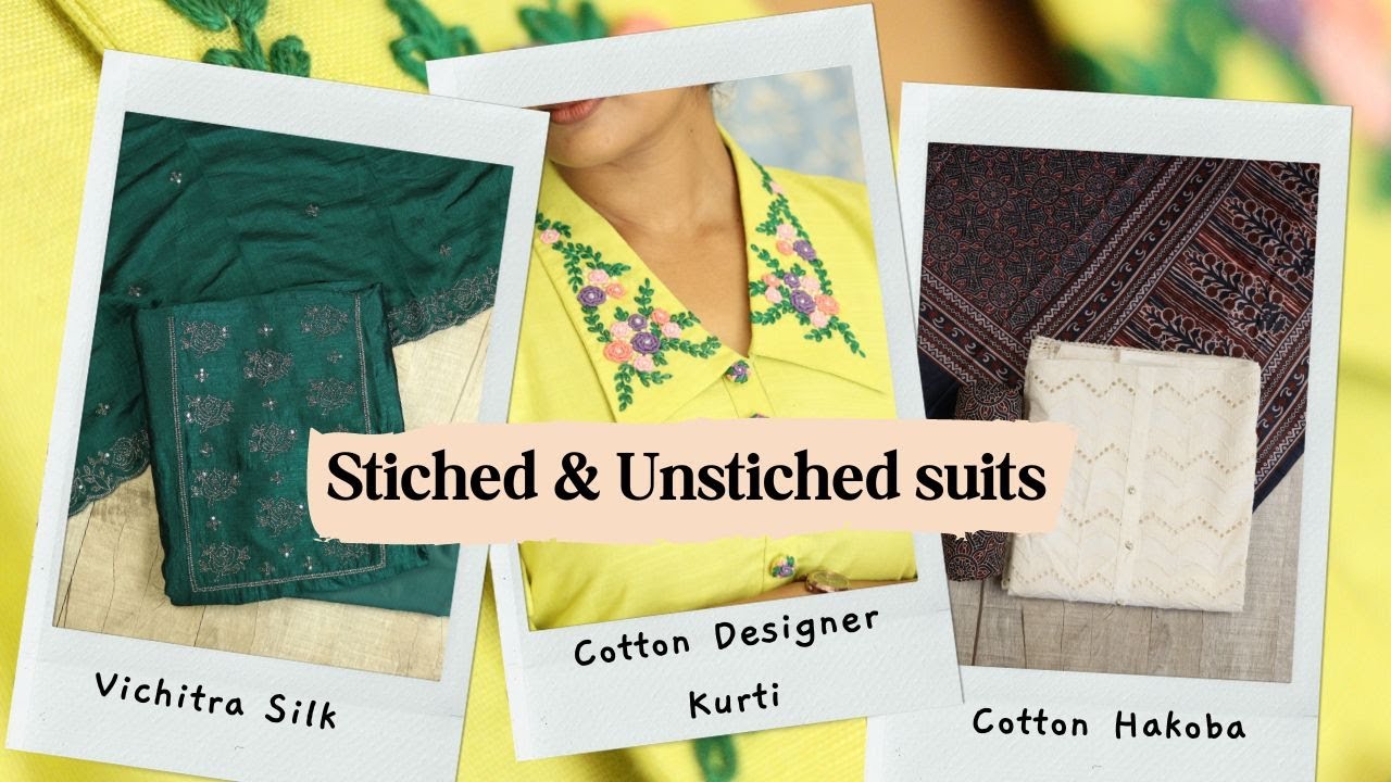Cotton Hakoba Suits | Embroidered  Vichitra Silk Suits | Hand Embroidered Cotton Designer Kurti