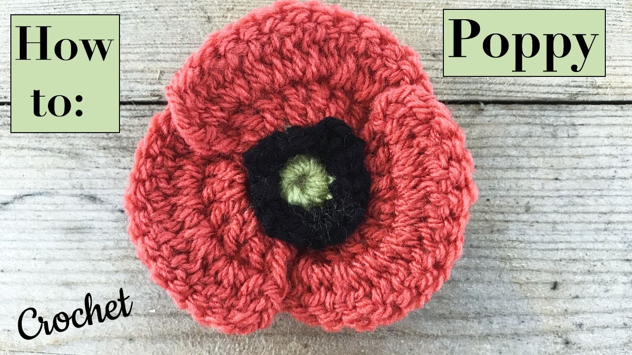 How to Crochet a Poppy (Easy) - An easy remembrance poppy (with lapel pin option) to make in minutes