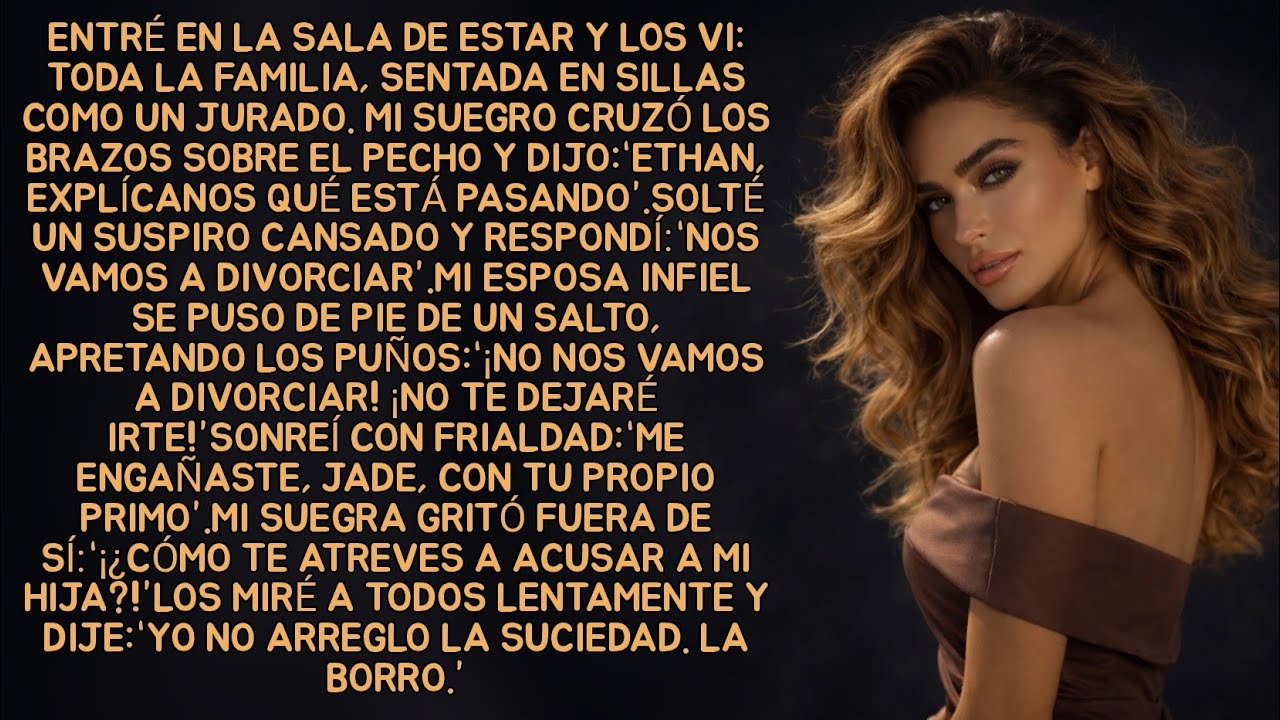 Entré en la sala de estar y los vi: toda la familia, sentada en sillas como un jurado. Mi suegro