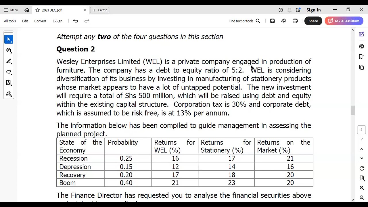 Portfolio Analysis Session 3 : DEC 2021 SOLVED QUESTION