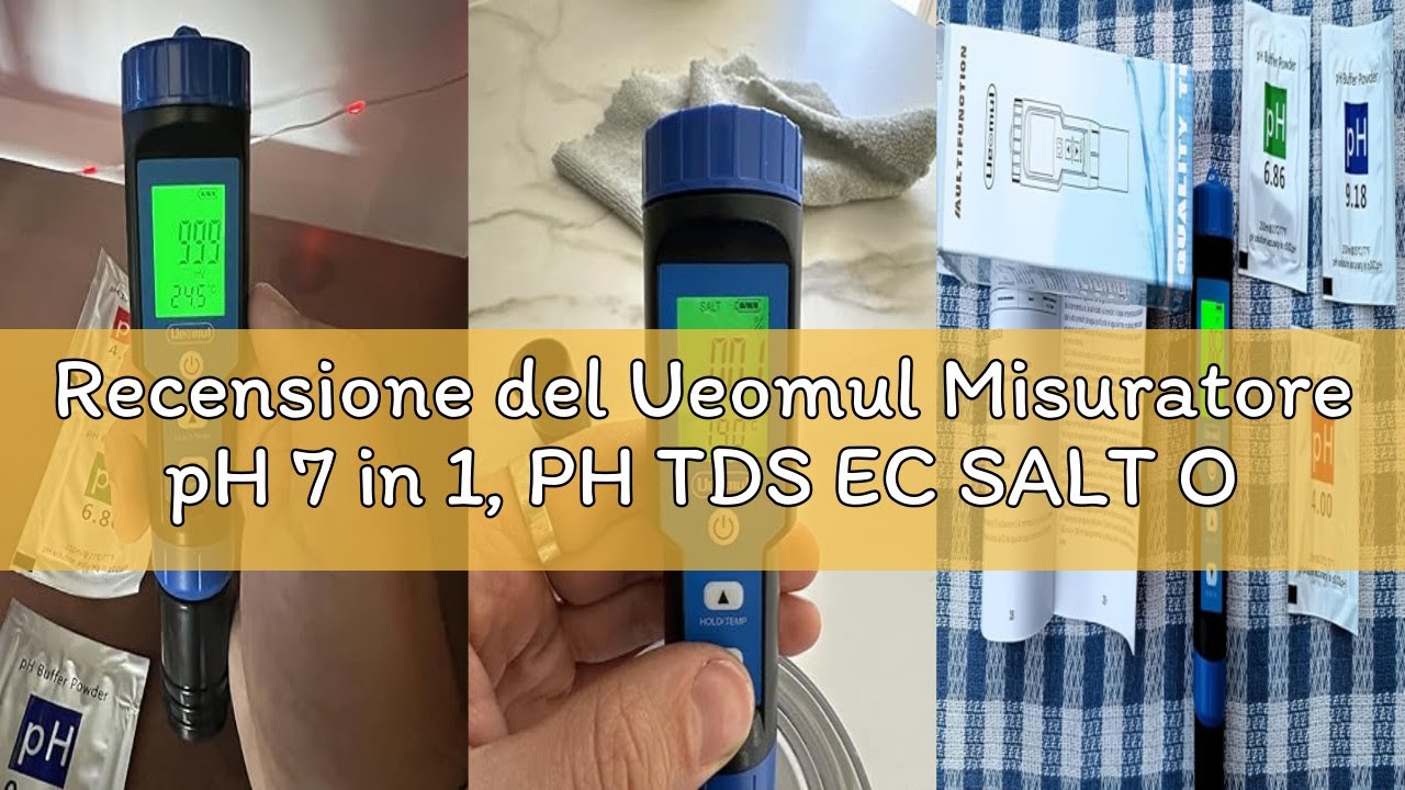 Recensione del Ueomul Misuratore pH 7 in 1, PH TDS EC SALT ORP S.G Temperatura Meter, professionale