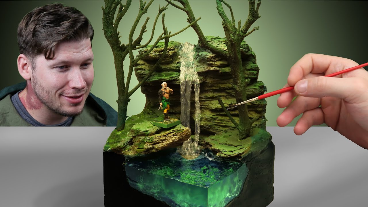 Создаём РЕАЛИСТИЧНЫЙ лесной водопад! | Диорама из эпоксидной смолы Warhammer для моих лесных эльфов
