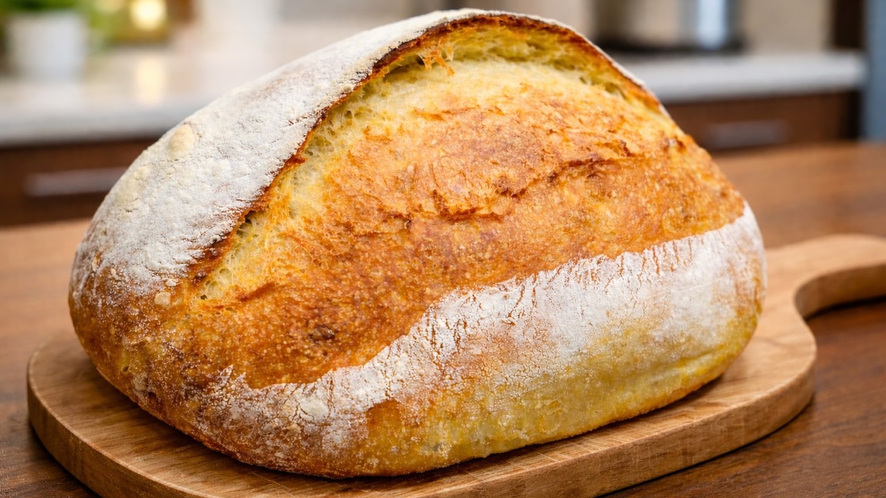 Вы можете испечь вкусный хлеб, используя только муку и разрыхлитель, без замешивания!