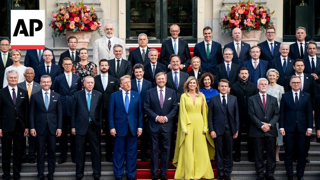 Dutch royals and NATO leaders pose for group photo at summit in The Hague
