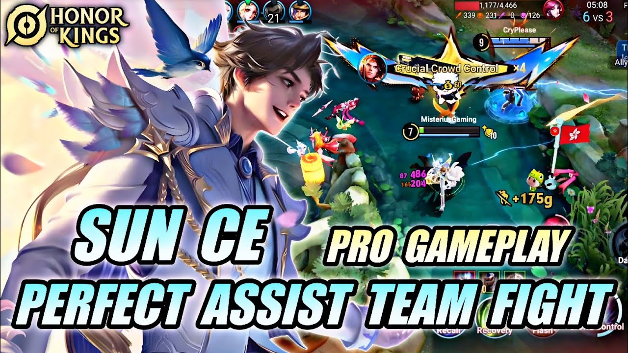 SUN CE PERFECT ASSIST TEAM FIGHT - PRO TECHNIQUE GAMEPLAY SUN CE CLASH LANE | HONOR OF KINGS (HOK)