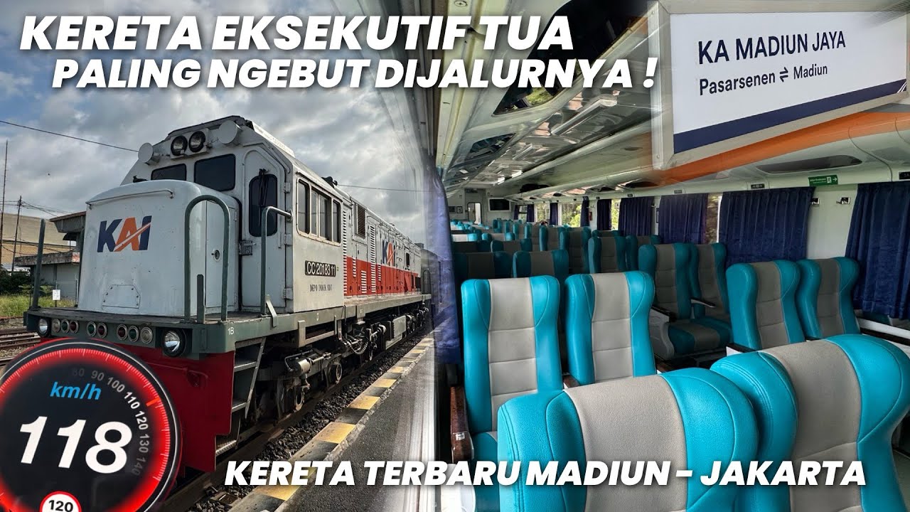 LOKOMOTIF & KERETA TUA BERKECEPATAN TINGGI‼️Naik KA Madiun Jaya Eksekutif Kursinya Banyak Yang Rusak
