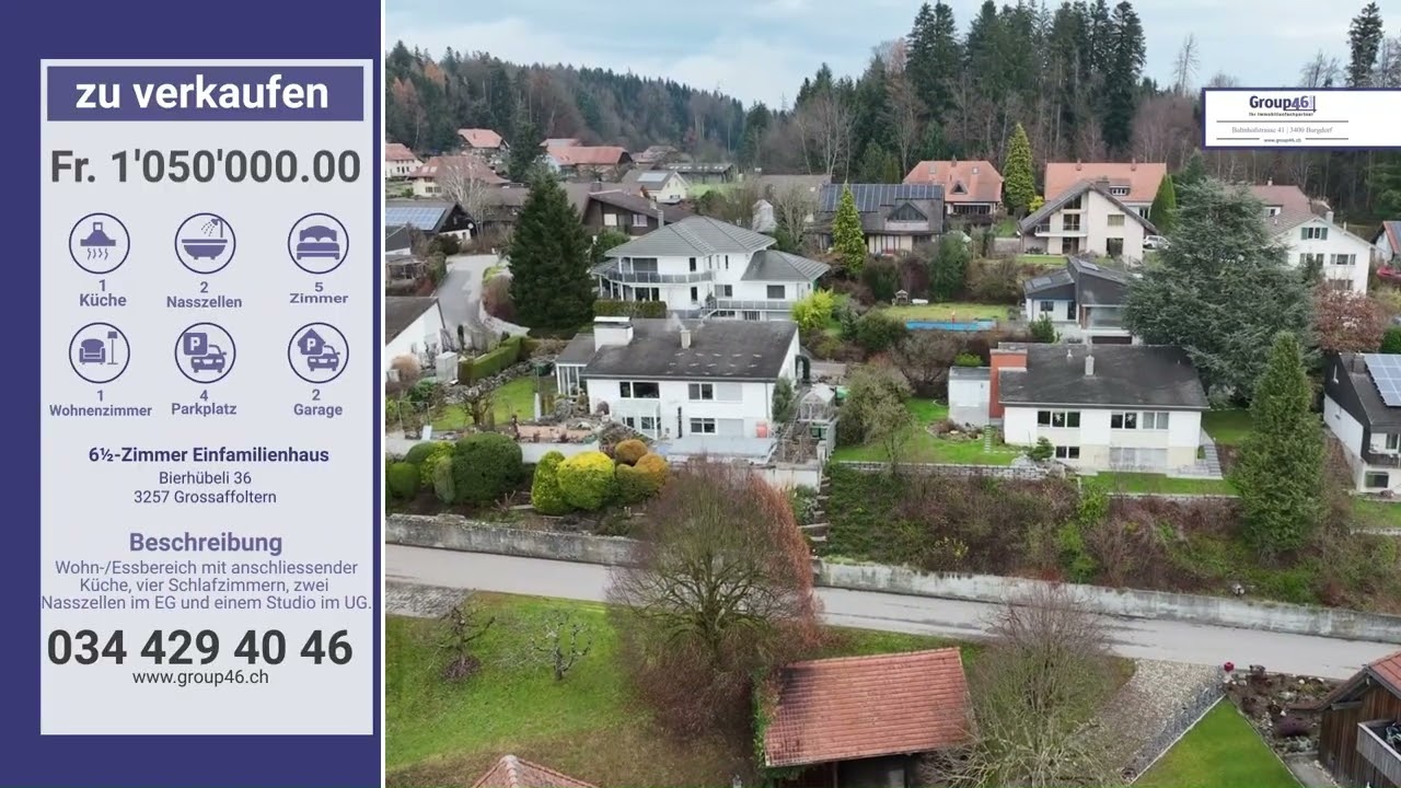 6 &frac12; Zimmer Einfamilienhaus Bierh&uuml;beli 36 3257 Grossaffoltern