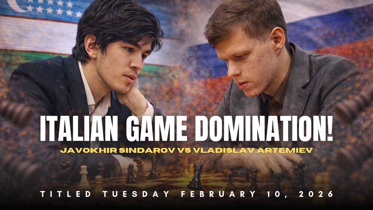 Javokhir Sindarov vs Vladislav Artemiev ❗ Italian Game Brilliance❗ Titled Tuesday February 10, 2026