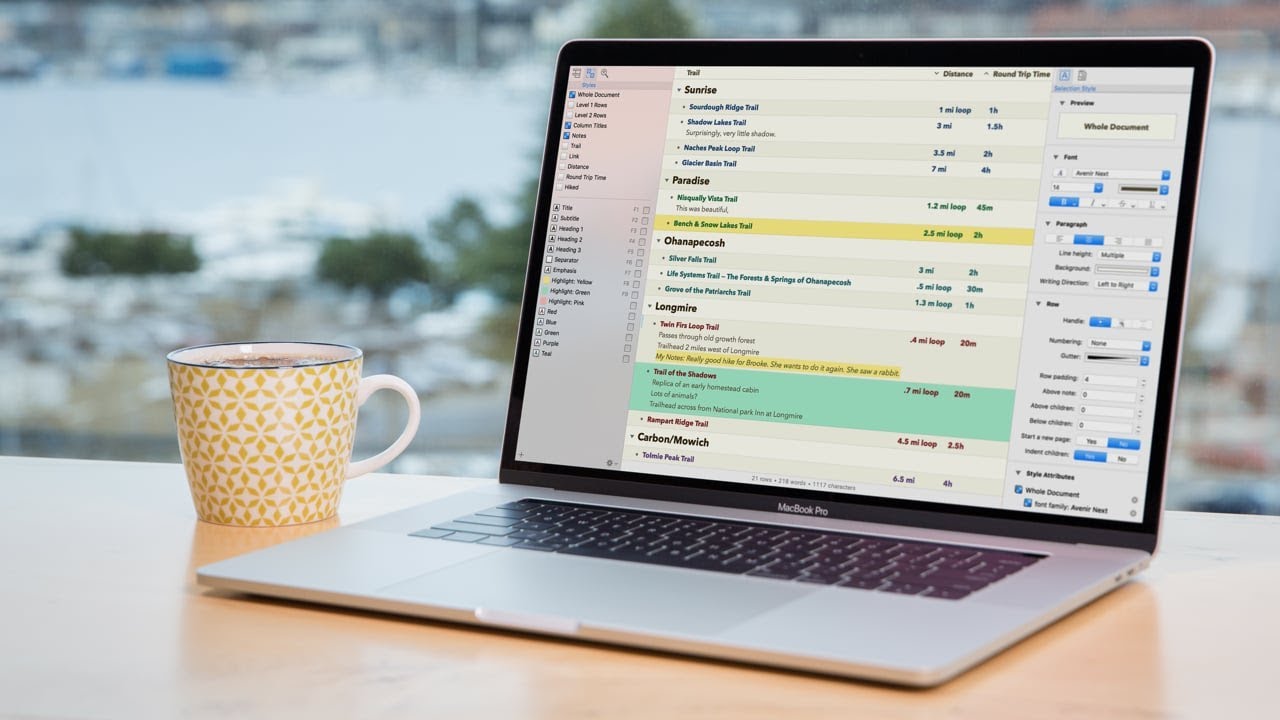 Styling in OmniOutliner 5 Pro for Mac