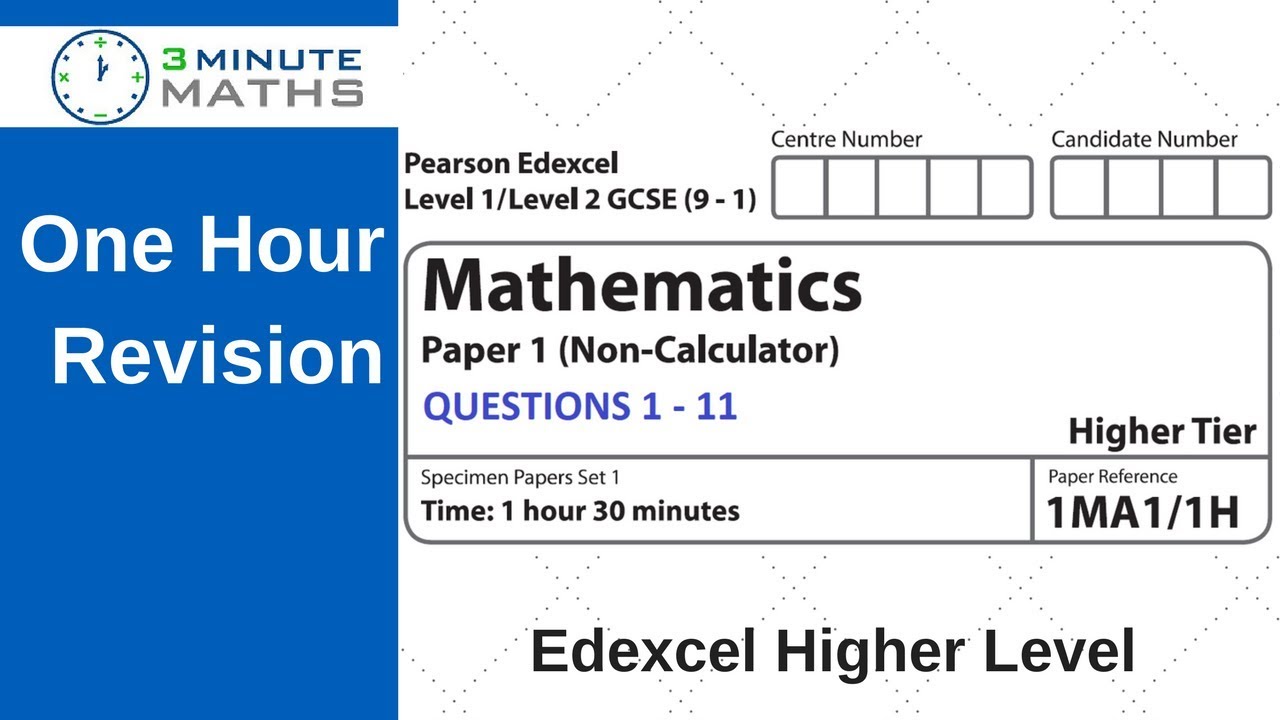 Revision for Edexcel 9 - 1 Higher Maths Practice Revision Questions 1 - 11
