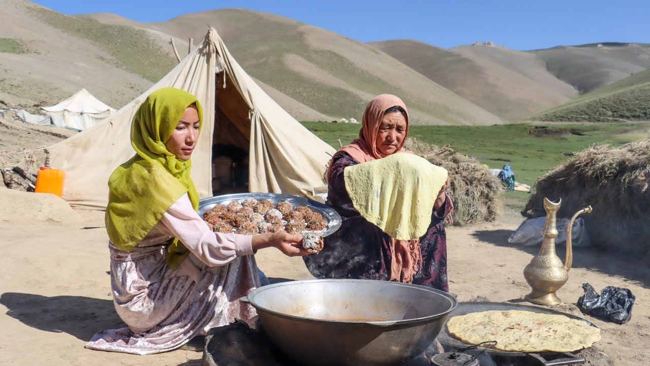 Shepherd Mother Camped in the Mountain Village | Cooking Organic Food | Nomadic Life in Afghanistan