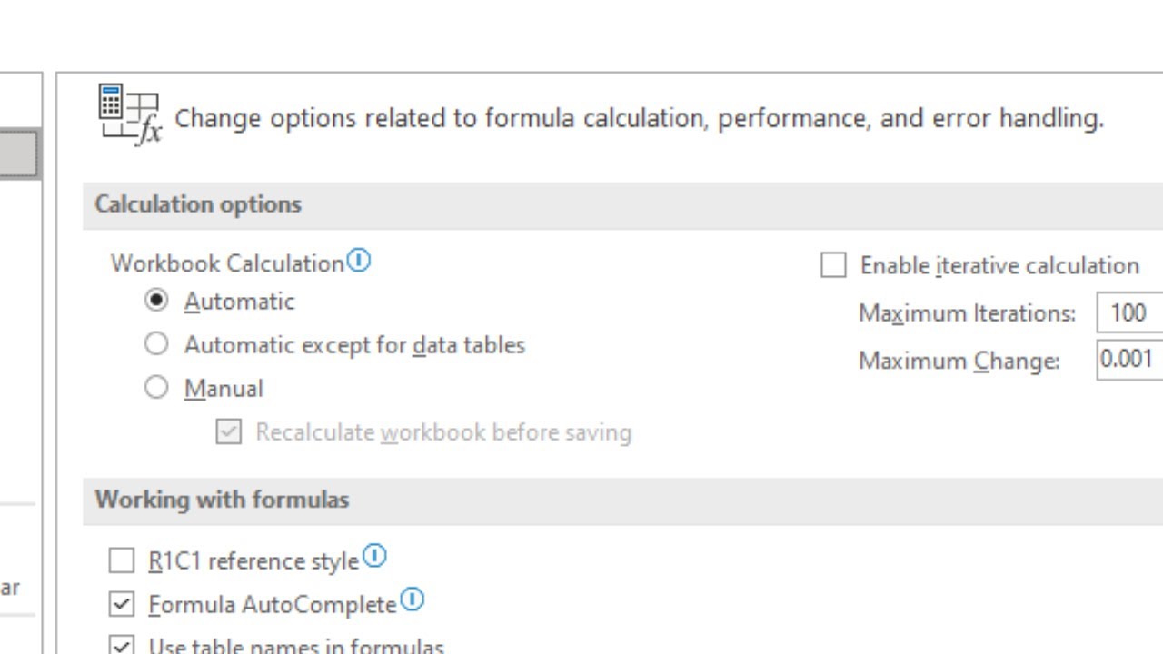How to Change the Default Workbook Calculation in Microsoft Excel from Manual to Automatic