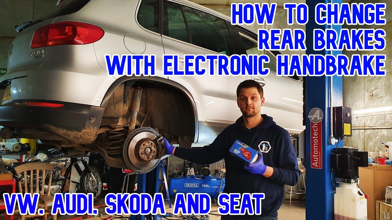 VW Tiguan mk1 and mk2 rear brakes replacement with electronic handbrake. Audi, Skoda and Seat
