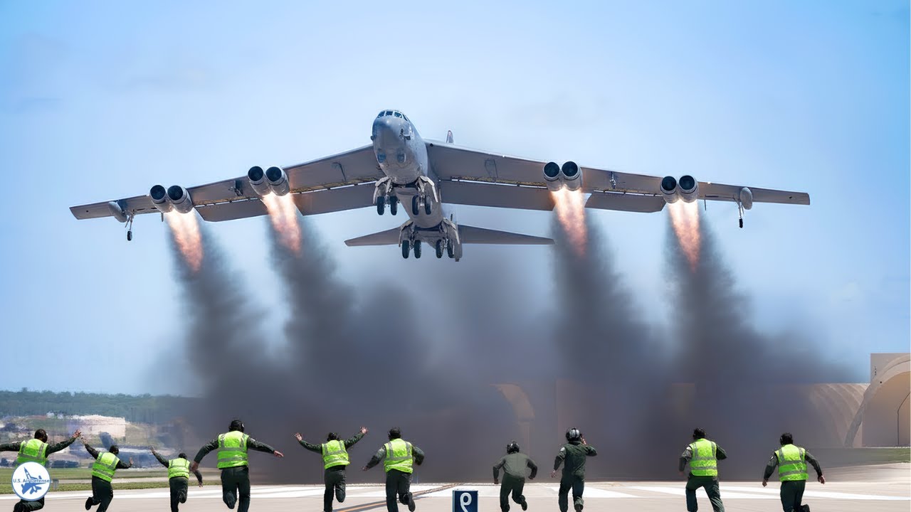 Iran Shocked!! US Air Force Female B-52 Pilot Makes Emergency Takeoff at Full Throttle