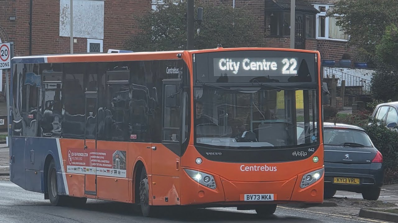 Ride on centrebus Leicester 642 MCV evora route 22