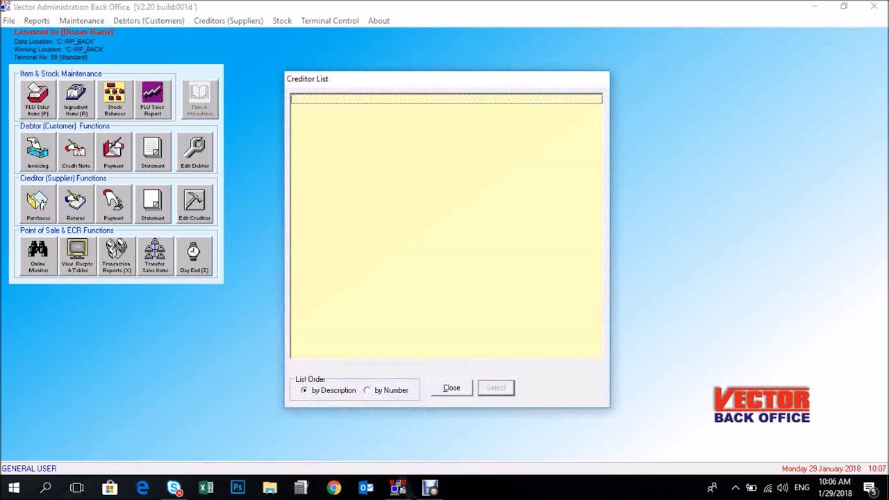 Vector Back Office Demo