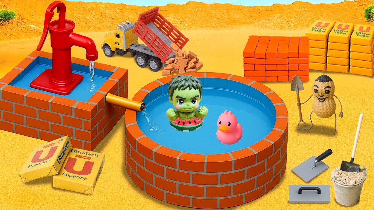 DIY Science Project Mini Water Well - Build a Modern Brick Water Tank and Hand Pump for Pool