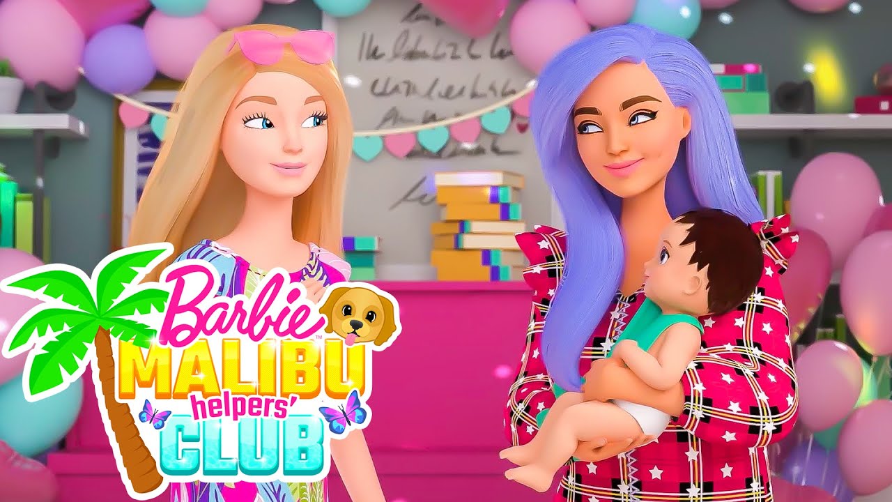 @Barbie | 🍭Babysitting PARTY!🎂 | Barbie Malibu Helpers' Club