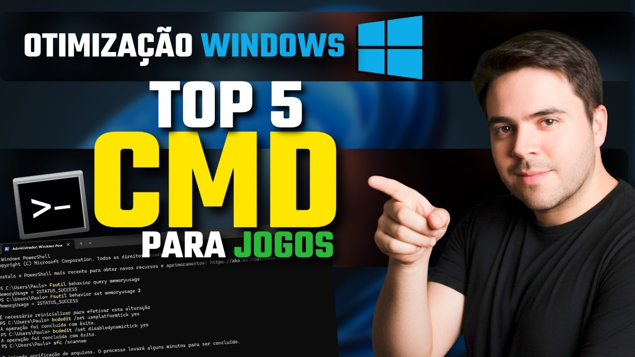 COMO OTIMIZAR O PC COM O TOP5 MELHORES COMANDOS CMD PARA AUMENTAR FPS NOS JOGOS E ACABAR COM TRAVADA