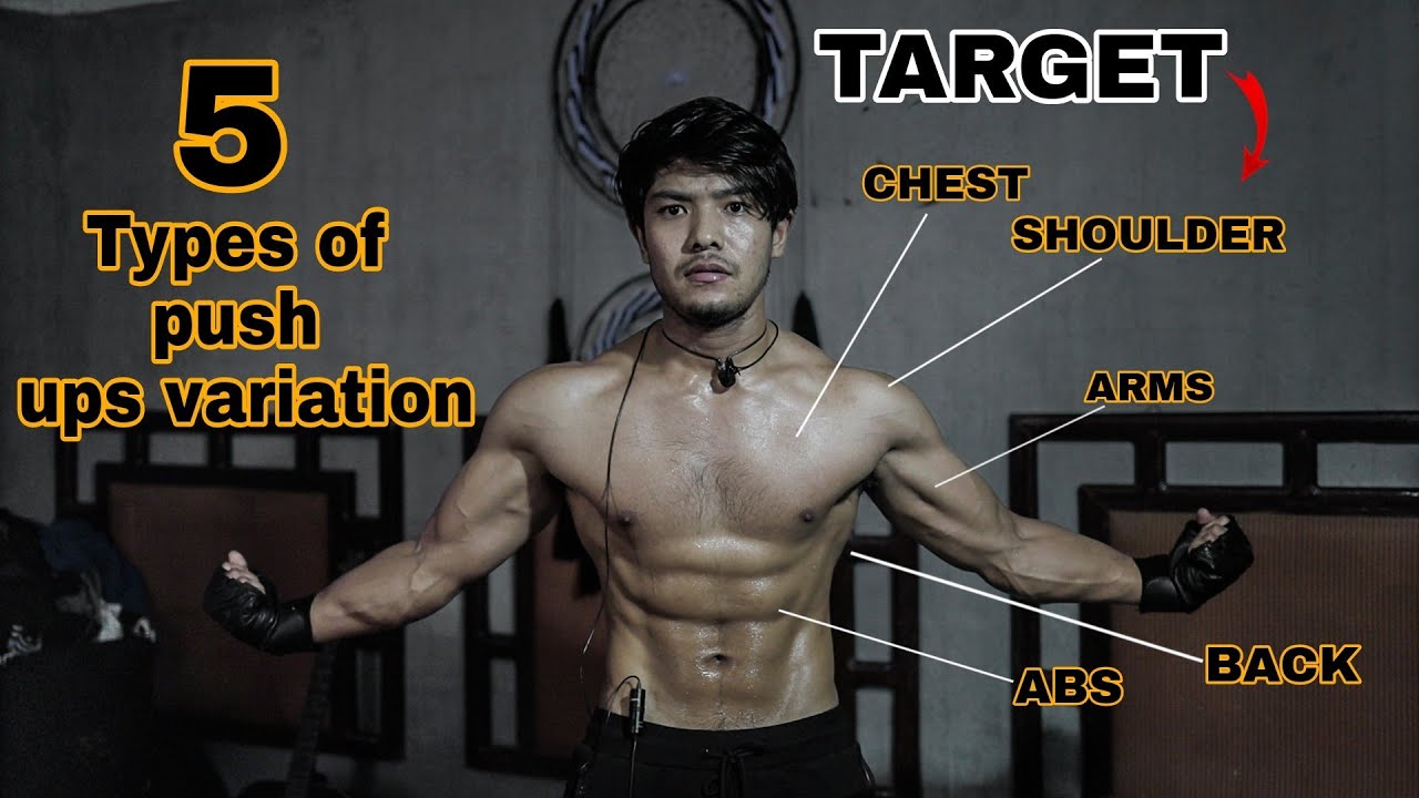 5 types of push ups variation target full body | Nepali fitness channel