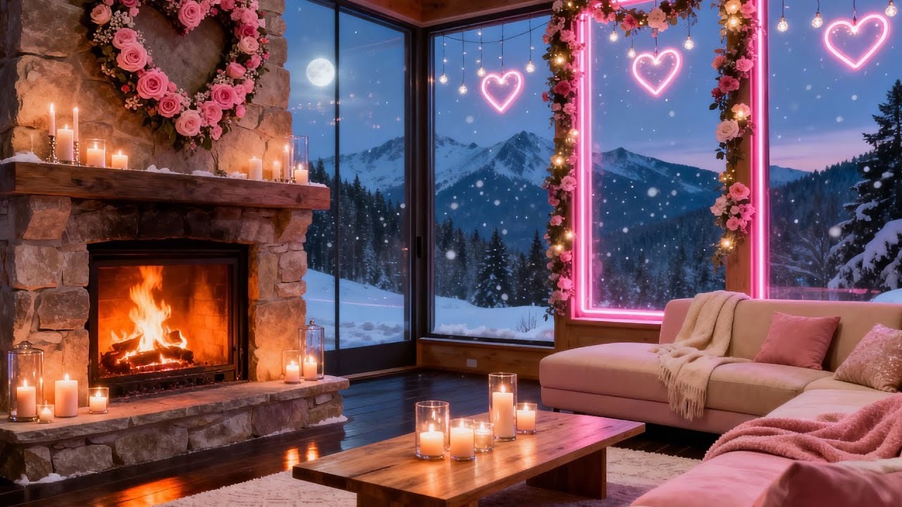 ❤️ Valentine’s Day Romantic Fireplace 🔥 Ambient Fireplace Cozy Valentine Ambience Live